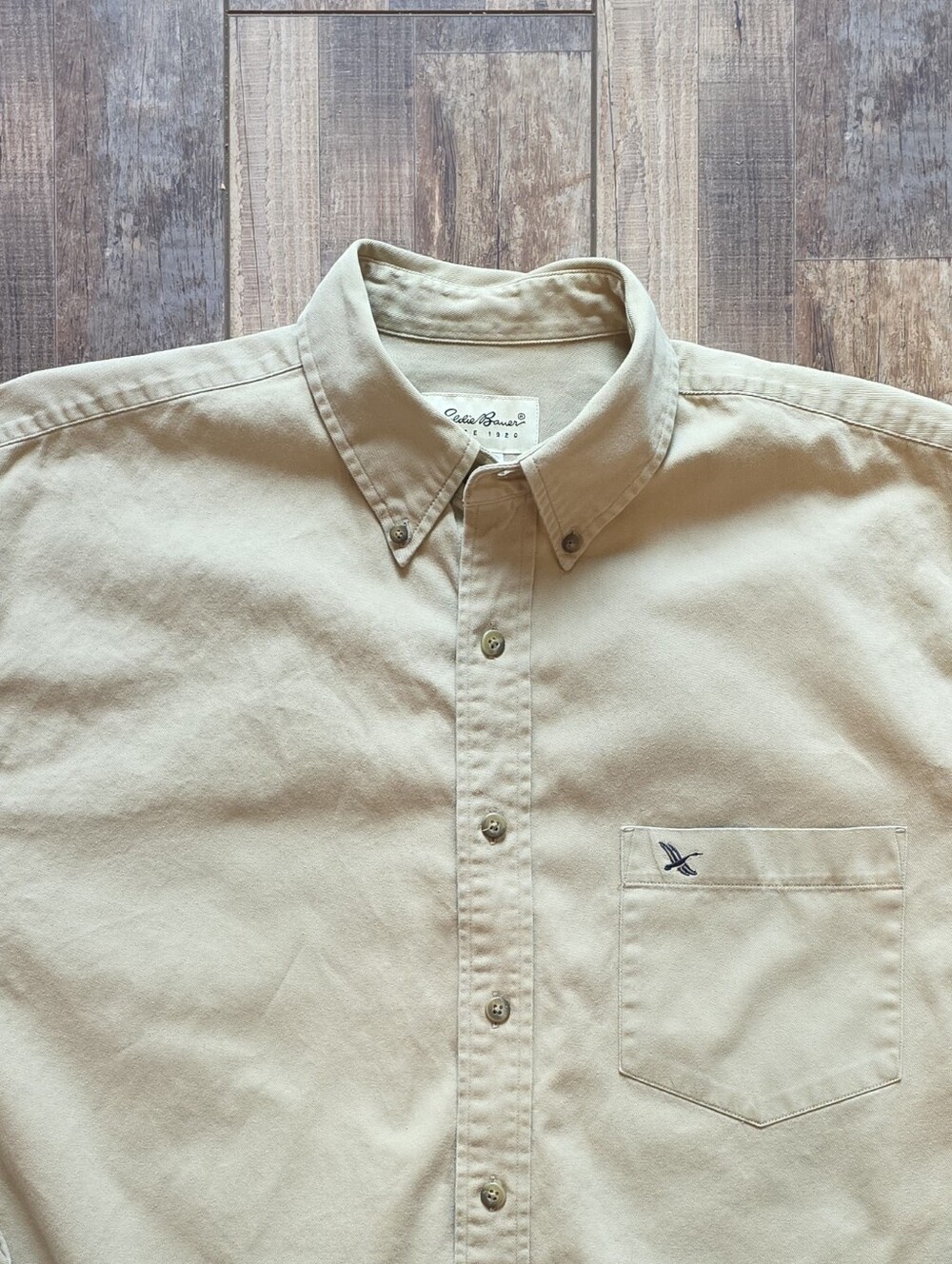Eddie Bauer - Heavy Cotton Twill Overshirt Shacket - Oversized L - Khaki Tan